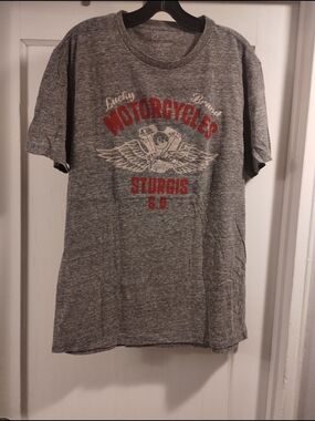 Sturgis Motorcycles Graphic Tee - Gray with Red Print